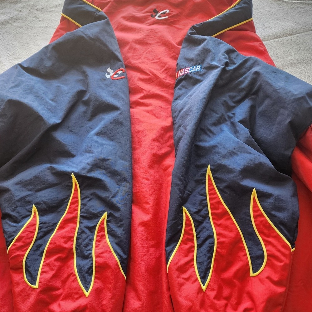 VTG Chase Authentics Jeff Gordon DuPont NASCAR Flame Jacket 2XL streetwear Y2K - Picture 3 of 12